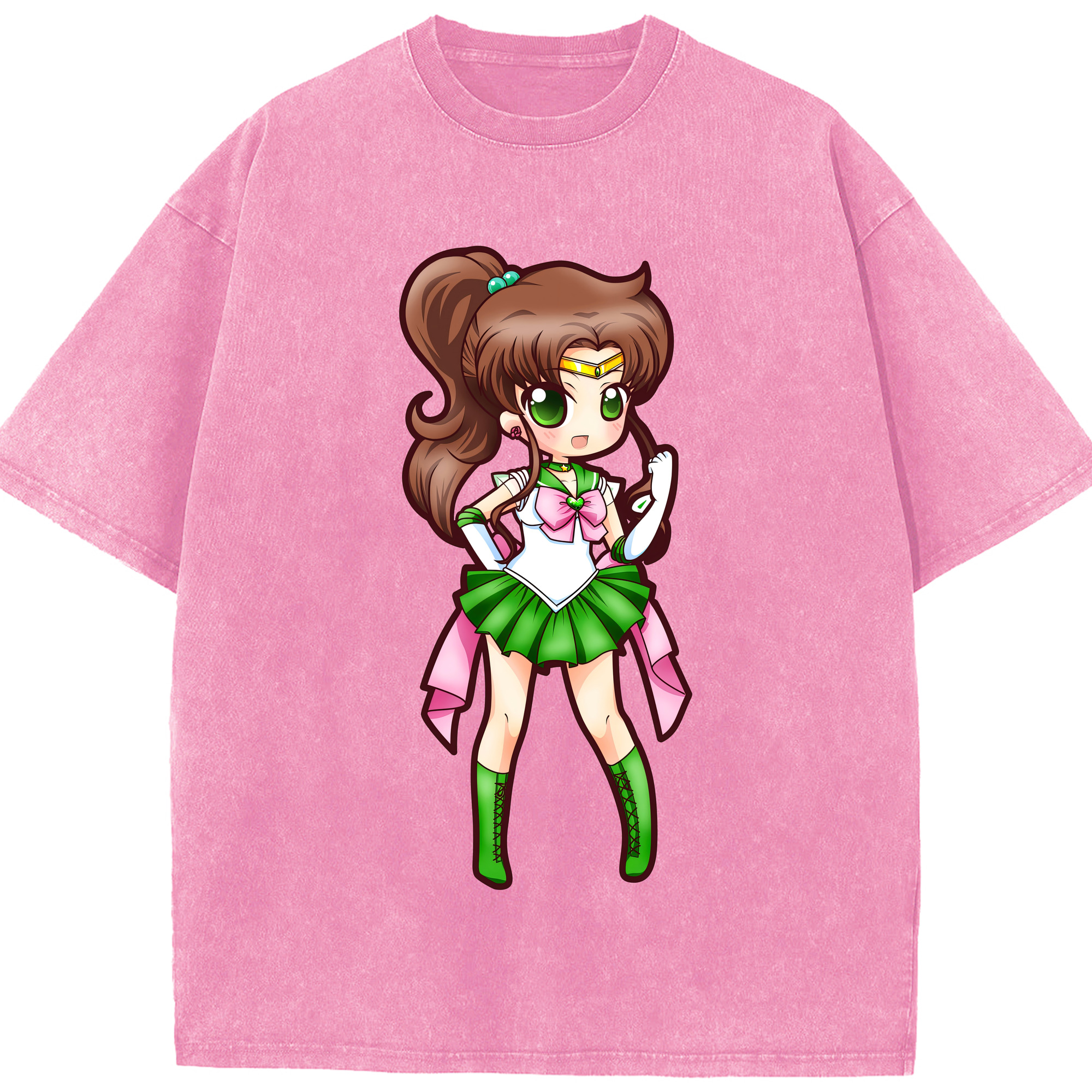 （画像用） 美少女戦士セーラームーン 木野 まこと きの まこと Sailor Moon Kino Makoto （セーラージュピター；Sailor Jupiter） 綿100% ヴィンテージ風 半袖Tシャツ（フロントプリント）